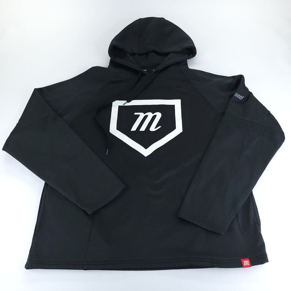 Marucci Baseball Hoodie Mens Medium Black White Diamond Logo Pockets Long Sleeve